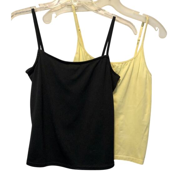 Cache Tank Top Cami Lot 2 Black Yellow Size M Stretch Adjustable Strap - Picture 1 of 6